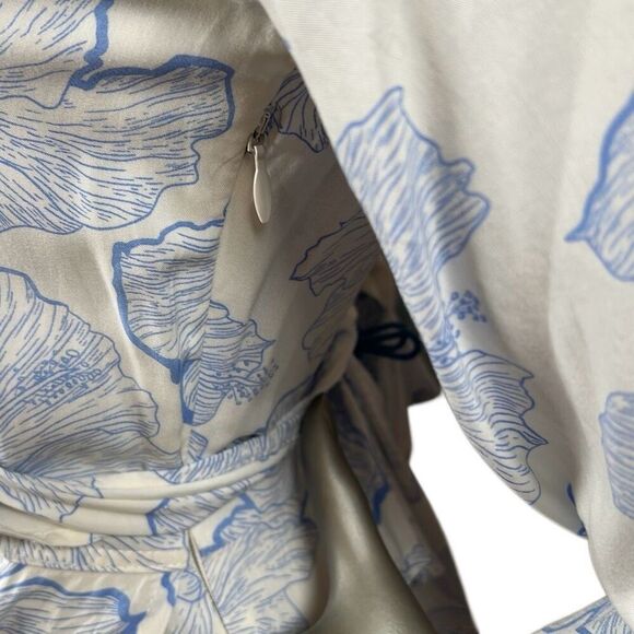 NWT L*Space Floral Faux Wrap Midi Dress Blue White Rayon Size M (038) - Picture 16 of 16